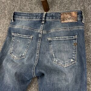 Zhrill Womens Jeans Size 26 Blue Denim Distressed Ripped Flare Cropped